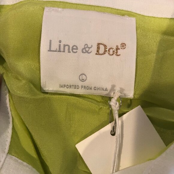 Line & Dot Silk Hi-Lo Split Side Blouse Neon Green - Picture 8 of 11